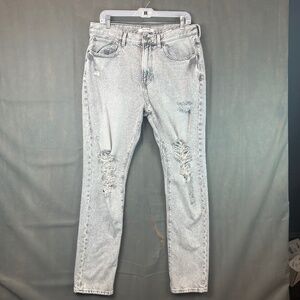Pacsun Slim Taper Jeans Mens size 34X32 Gray Midrise Zip Fly Straight leg Jeans
